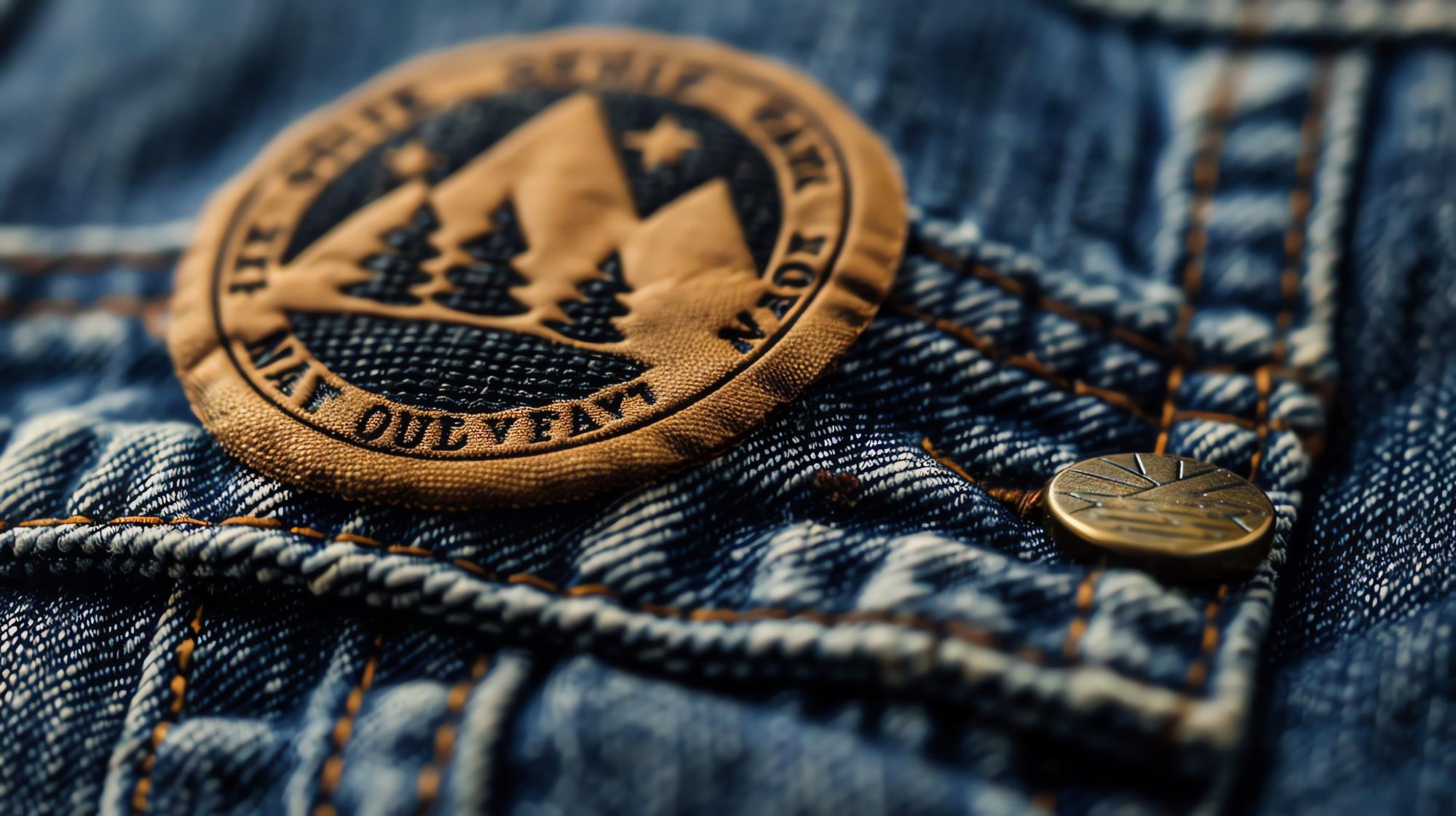 embroidered badge sample on denim